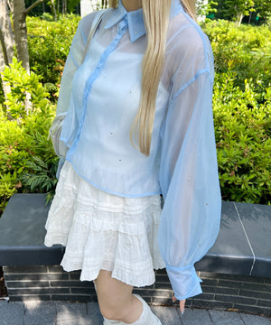 ビジューポイントシアーシャツ