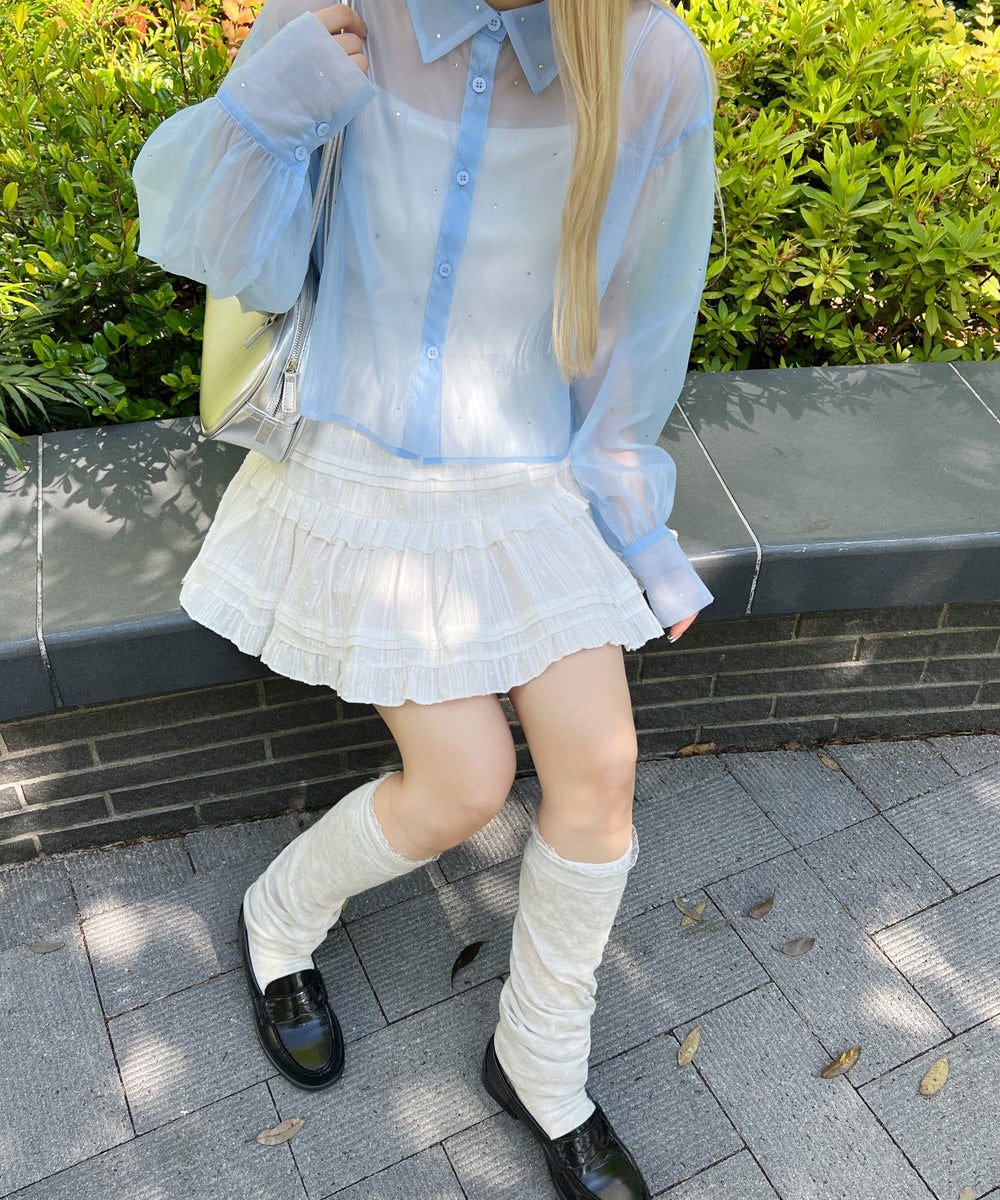 ビジューポイントシアーシャツ