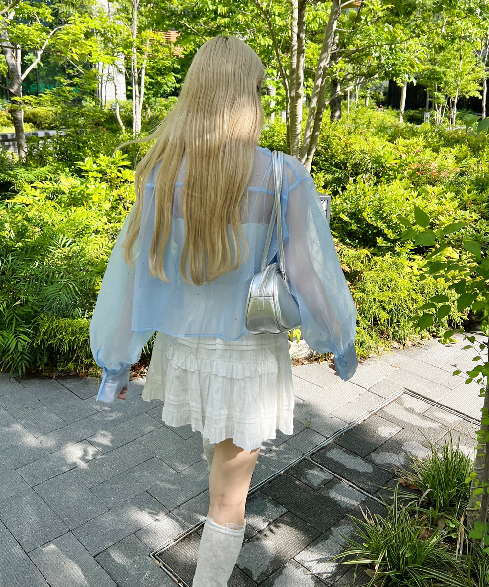 ビジューポイントシアーシャツ