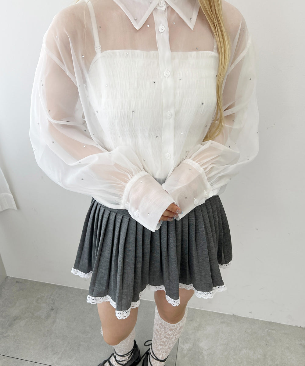 ビジューポイントシアーシャツ