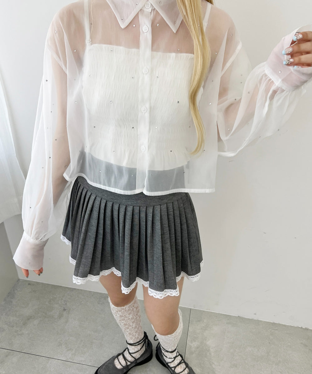 ビジューポイントシアーシャツ