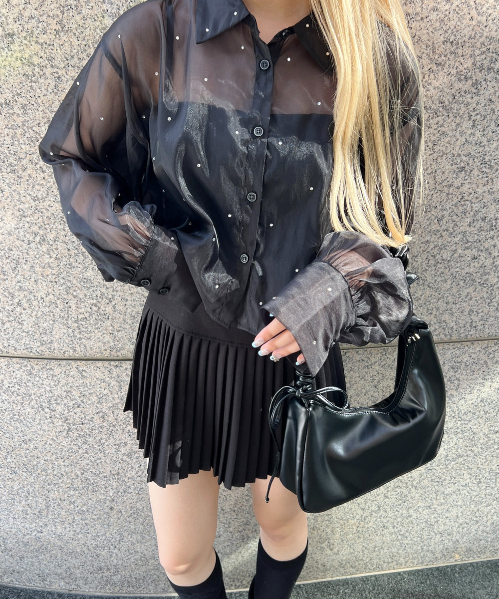 ビジューポイントシアーシャツ