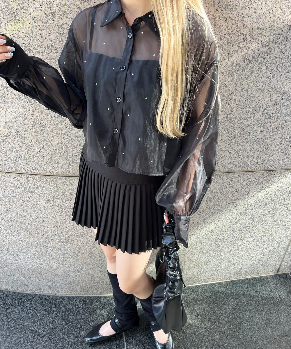 ビジューポイントシアーシャツ