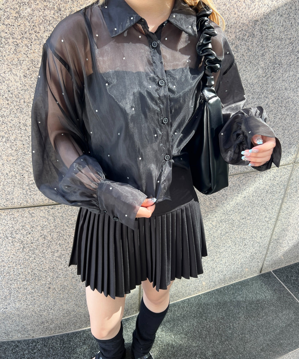 ビジューポイントシアーシャツ