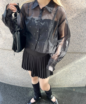 ビジューポイントシアーシャツ