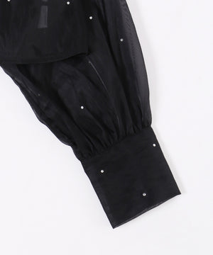 ビジューポイントシアーシャツ