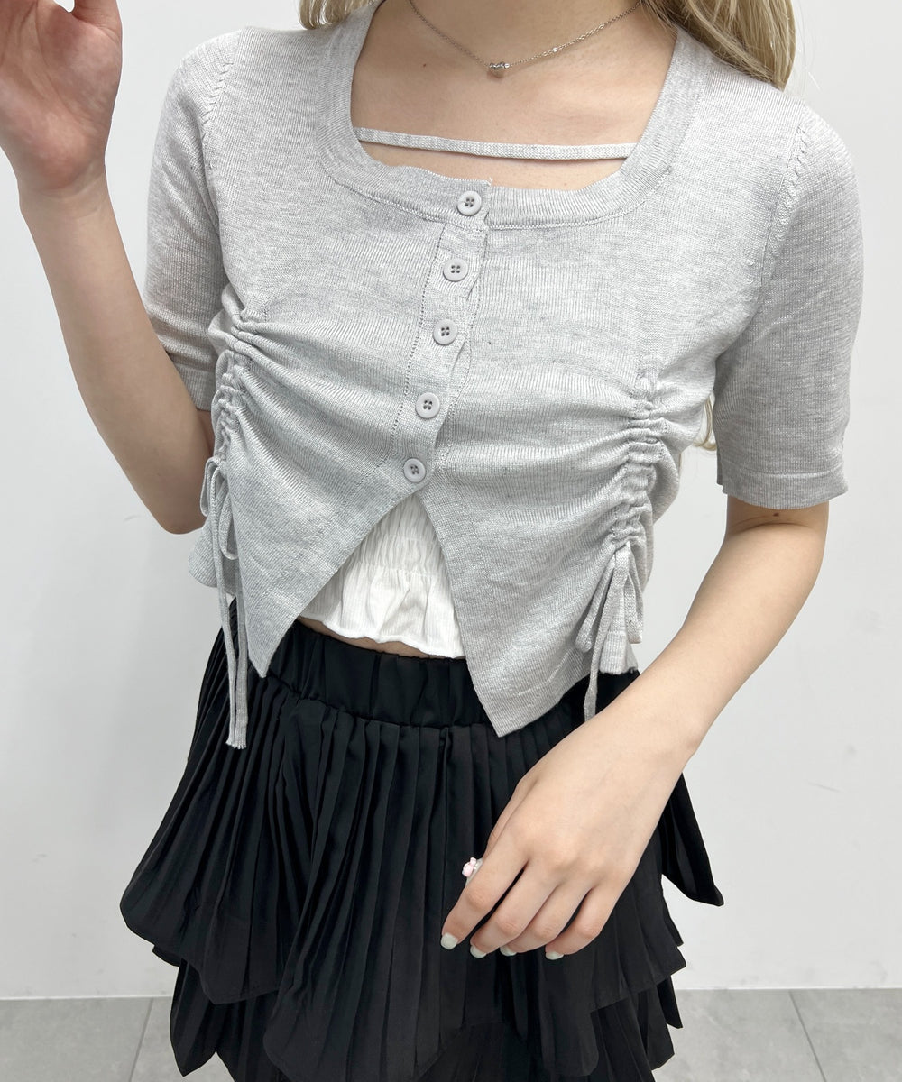 サイドドロスト半袖トップス