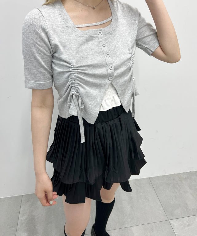 サイドドロスト半袖トップス