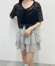 リボン半袖レースカーディガン