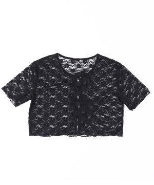 リボン半袖レースカーディガン