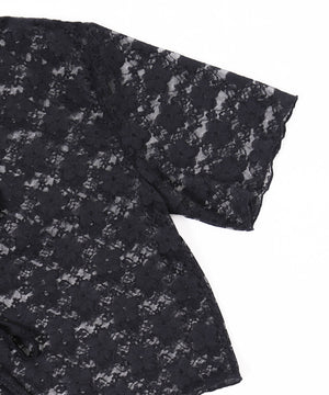 リボン半袖レースカーディガン