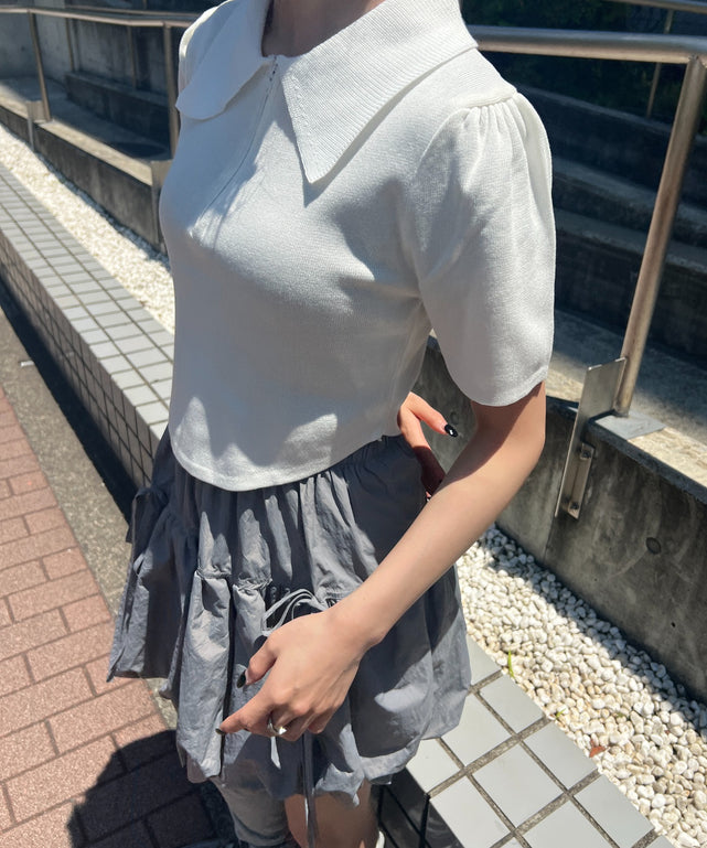 ラウンドカットパフスリーブトップス