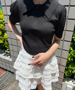 ラウンドカットパフスリーブトップス