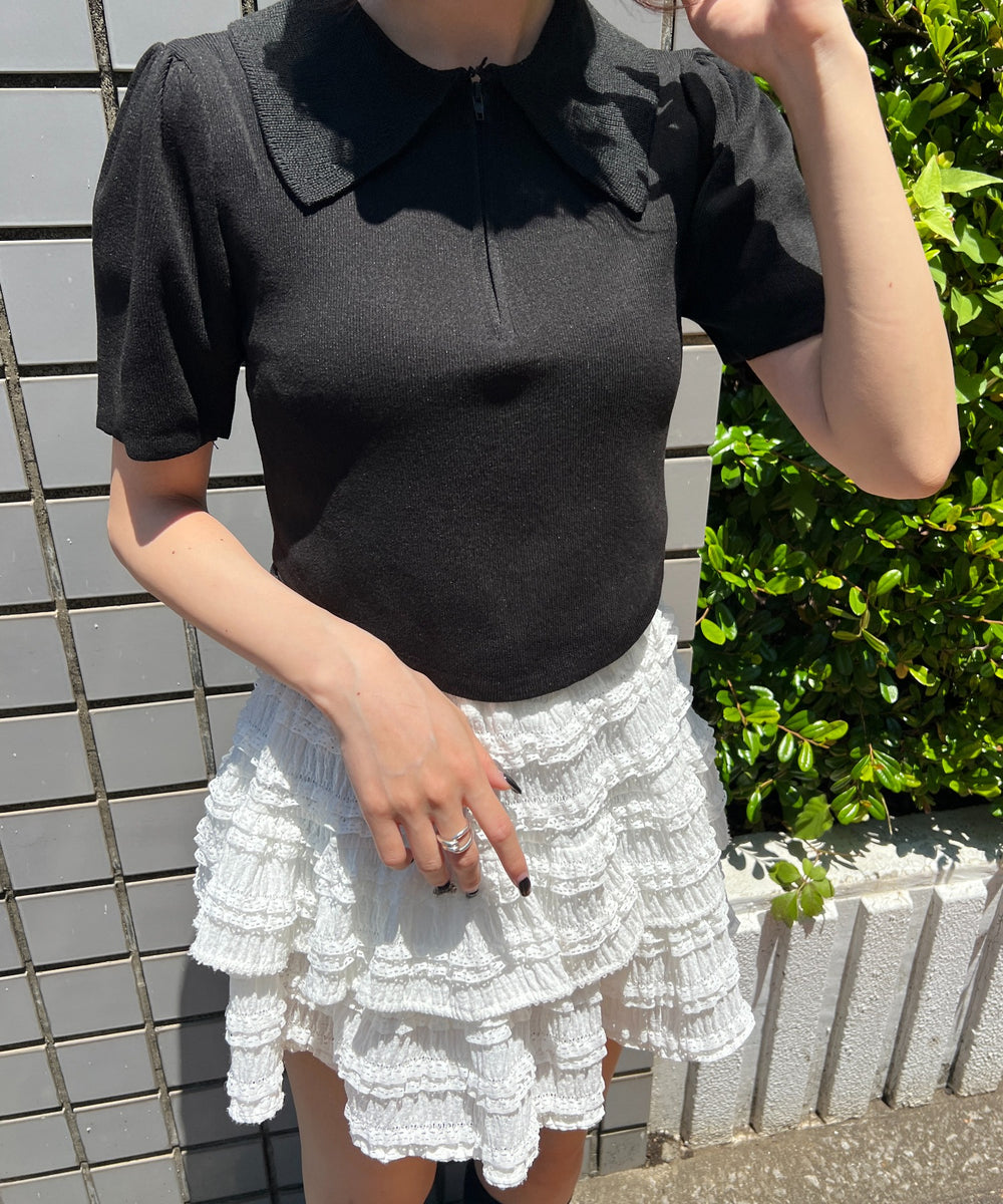 ラウンドカットパフスリーブトップス