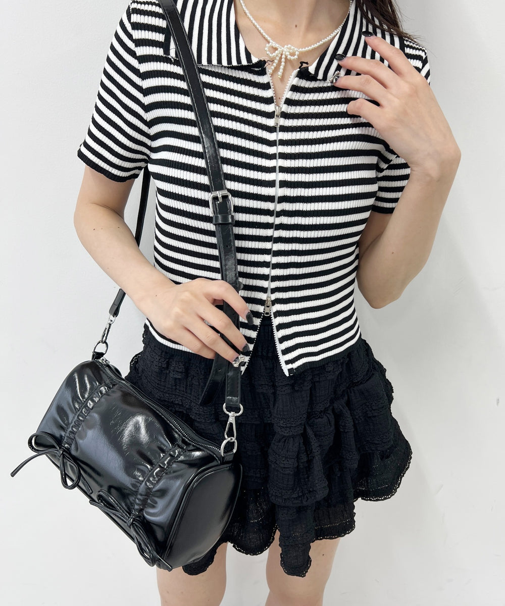 Wジップボーダーカーディガン