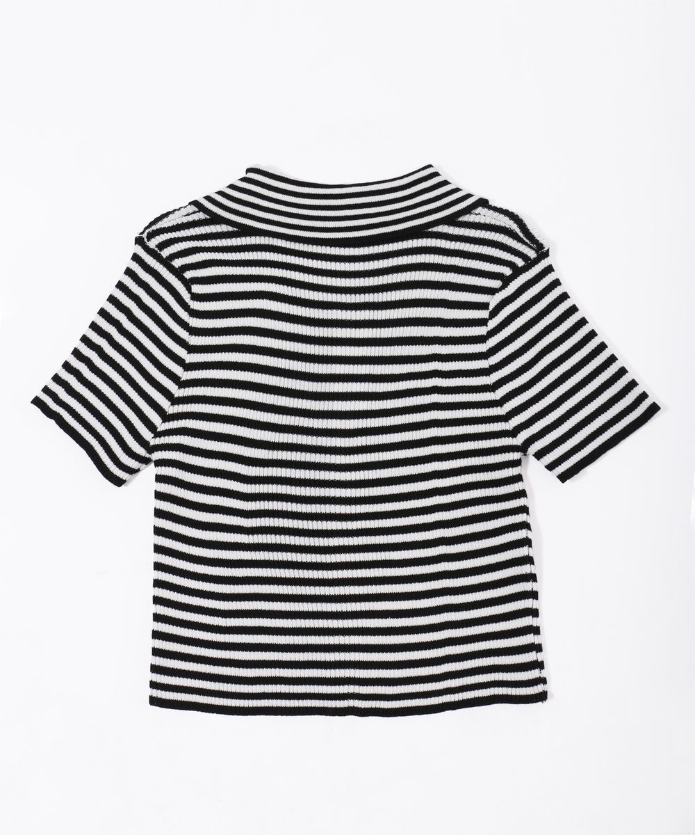 Wジップボーダーカーディガン