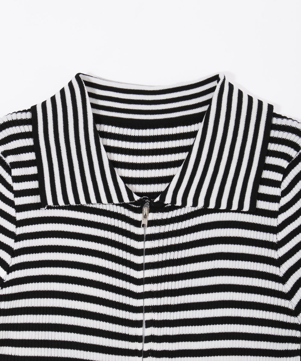 Wジップボーダーカーディガン