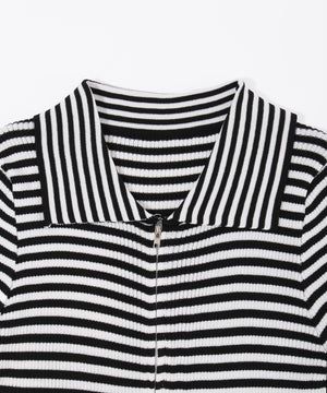 Wジップボーダーカーディガン