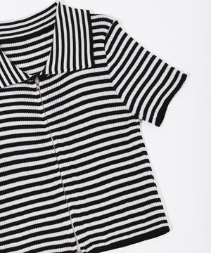 Wジップボーダーカーディガン