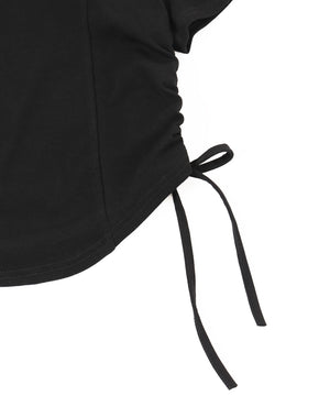 オープンカラーサイドリボンTシャツ