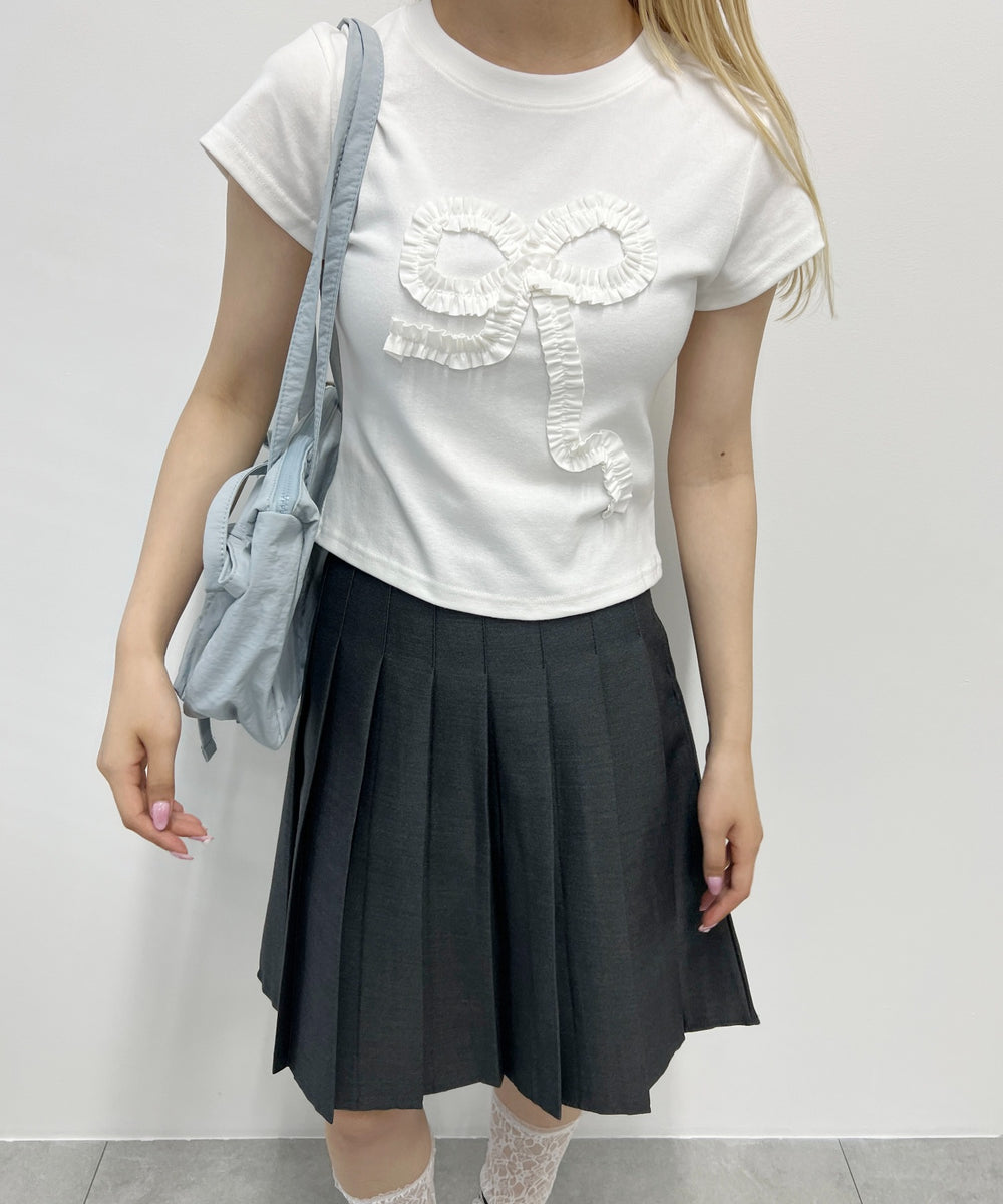 ギャザーリボンモチーフTシャツ