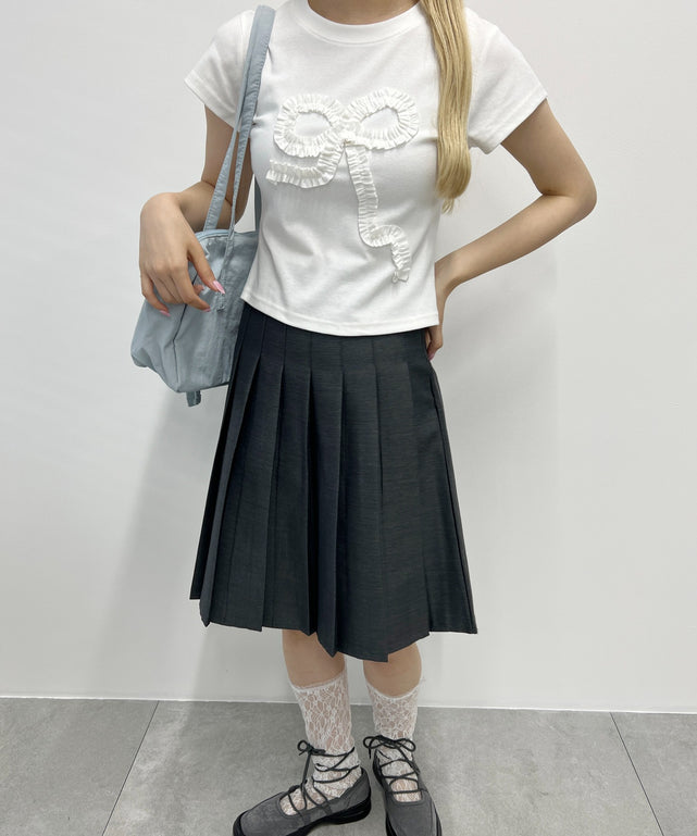 ギャザーリボンモチーフTシャツ