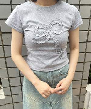 ギャザーリボンモチーフTシャツ