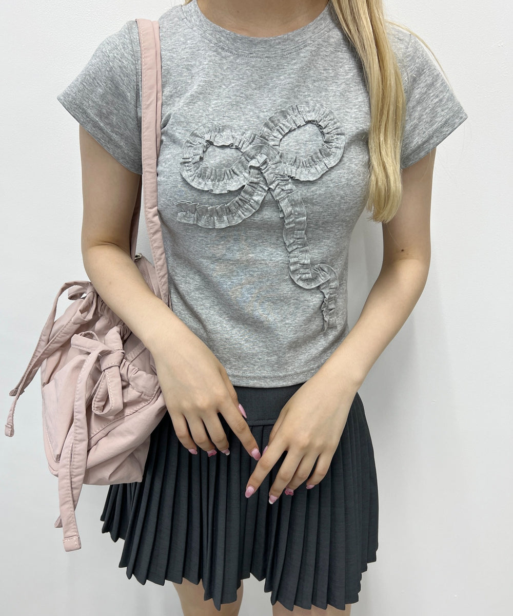 ギャザーリボンモチーフTシャツ