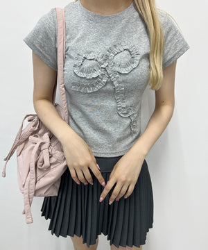 ギャザーリボンモチーフTシャツ