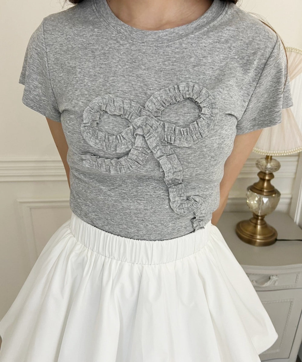 ギャザーリボンモチーフTシャツ