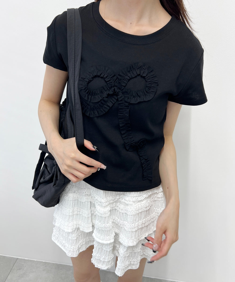 ギャザーリボンモチーフTシャツ