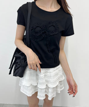 ギャザーリボンモチーフTシャツ