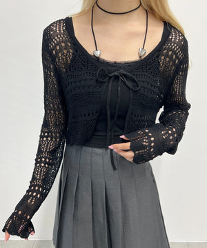 クロシェ編みカーディガン