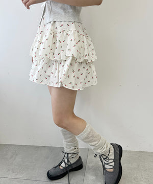 フラワーティアードミニスカート