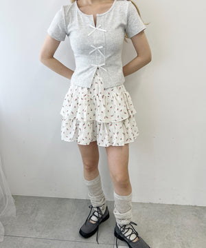 フラワーティアードミニスカート