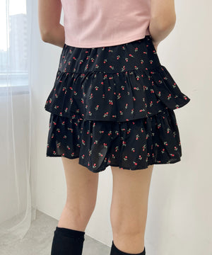 フラワーティアードミニスカート