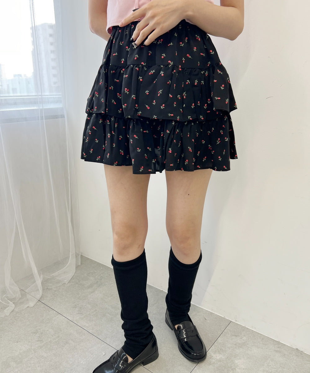 フラワーティアードミニスカート