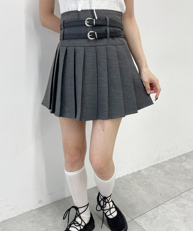 ダブルベルトプリーツスカパン
