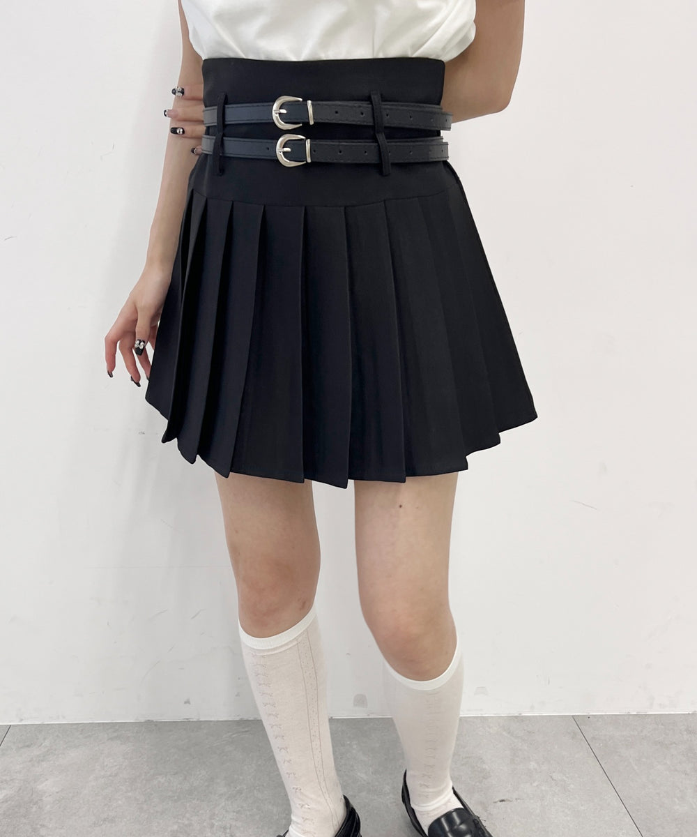 ダブルベルトプリーツスカパン