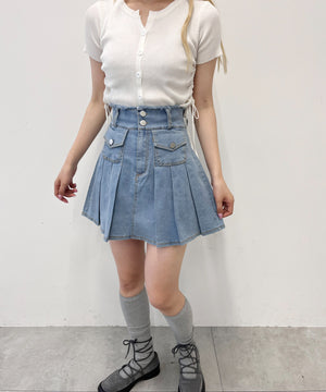 ポケットデニムプリーツスカート