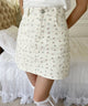 パターン台形ミニスカート/ホワイトアイボリー(花柄ピンク) モデル：160㎝ F着用