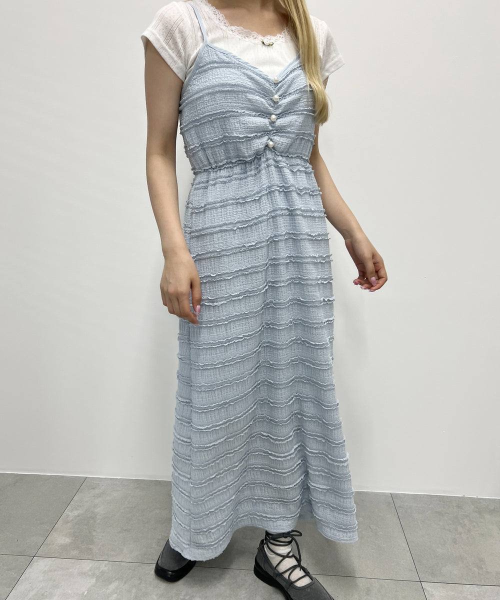 ミニフリルロングワンピース