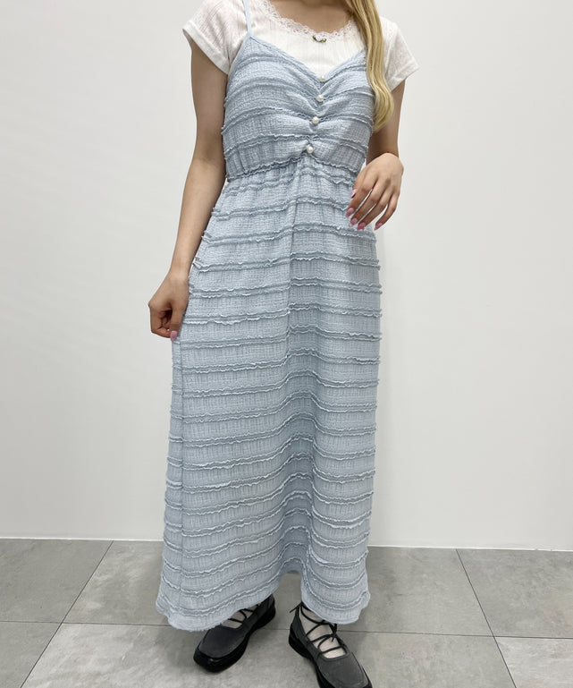 ミニフリルロングワンピース