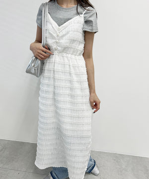 ミニフリルロングワンピース