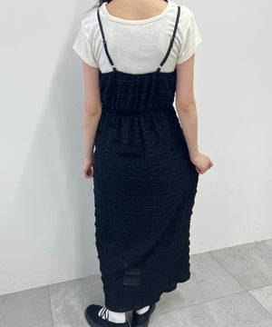 ミニフリルロングワンピース