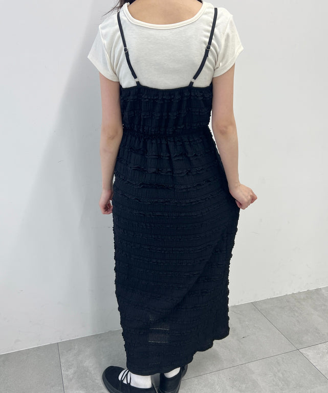 ミニフリルロングワンピース