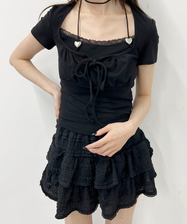 ユキ★ESSENTIAL レイヤードデザインリブトップス ブラック 残りわずか/ リブ加工とダブルジップがトレンドライクな Y2K風