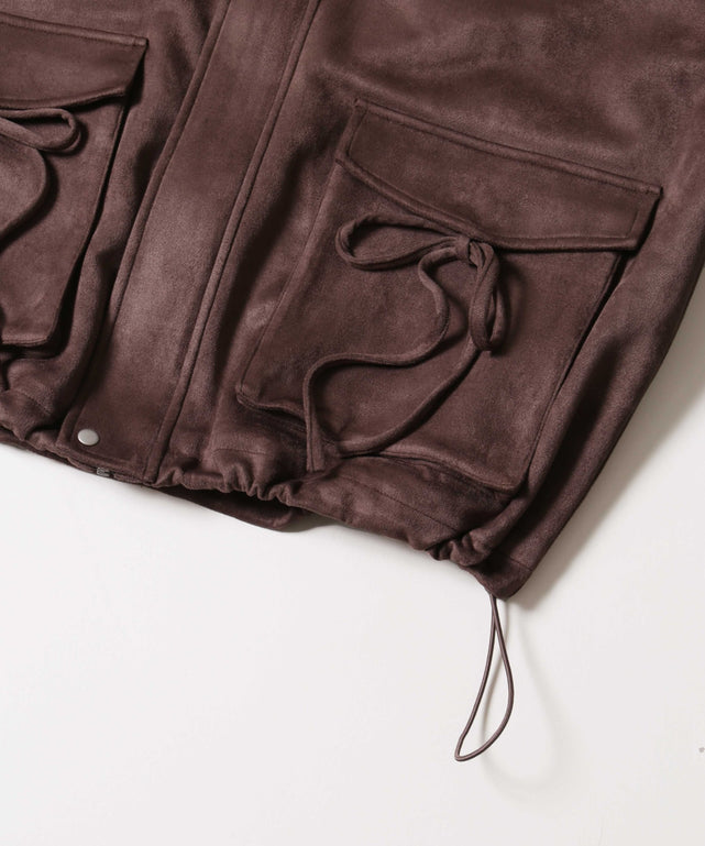 リボンポケットスウェードタッチジャケット