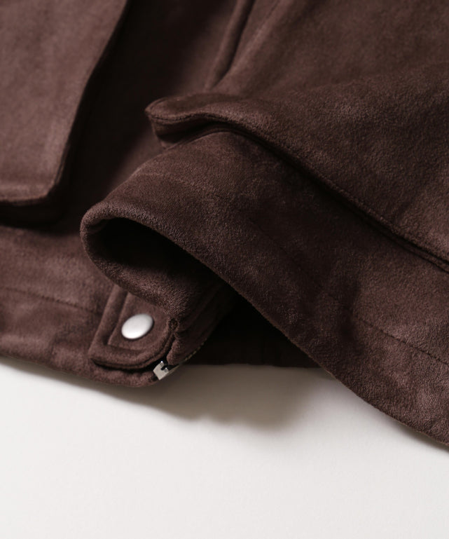 リボンポケットスウェードタッチジャケット