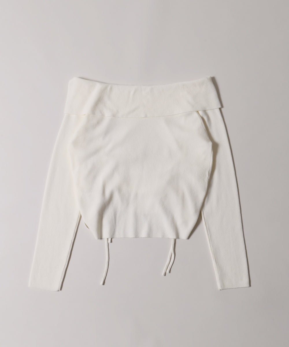 ダブルドロストスクエアネックニット